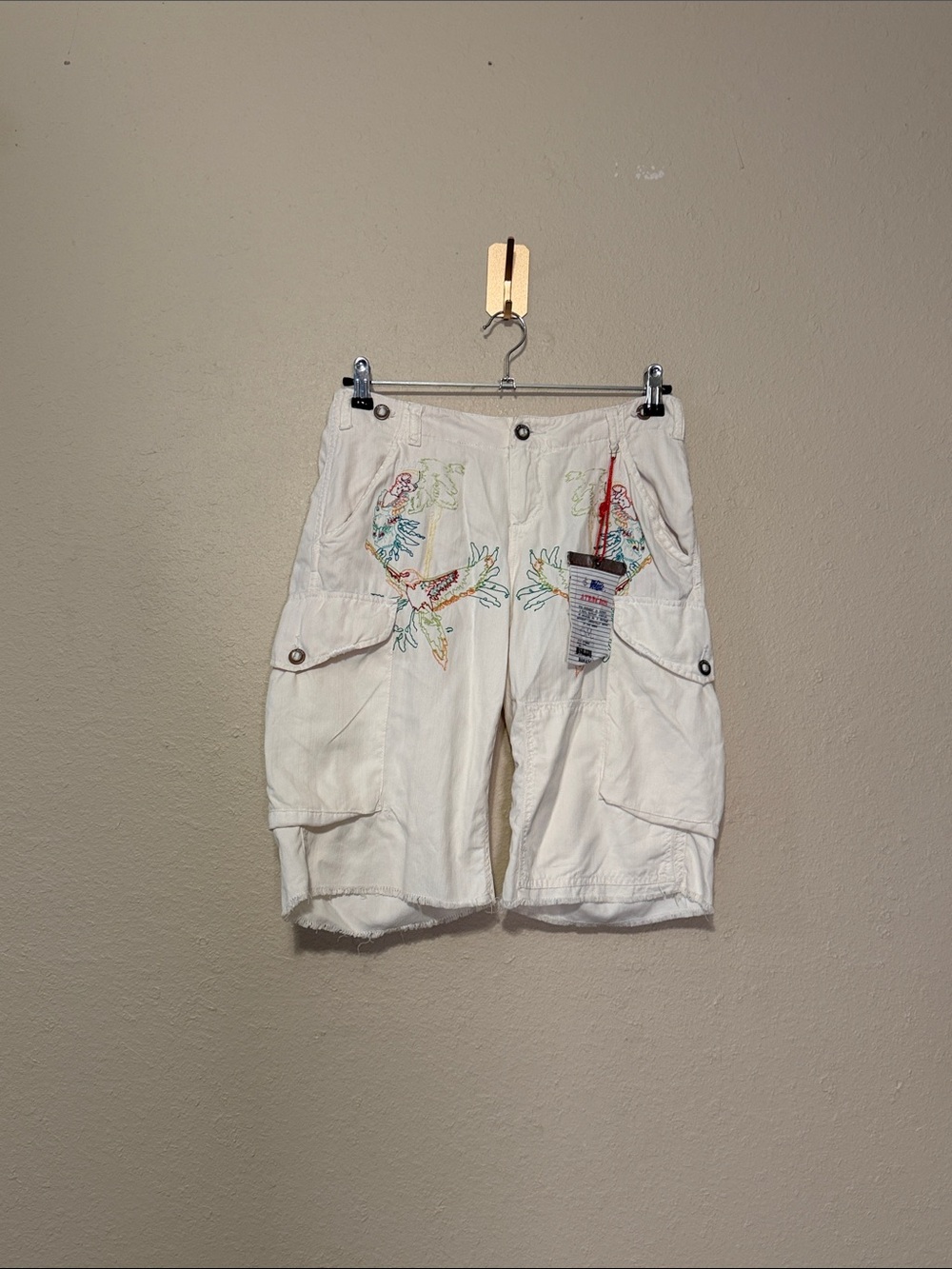 DA-NANG Surplus Inso Chine SILK BLEND Cargo Embroidered SHORTS Size Small NWT